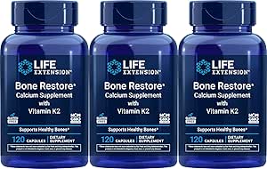 Integratore di calcio di ripristino di Bone con vitamina K2, 120 capsule (pacchetto di 3)