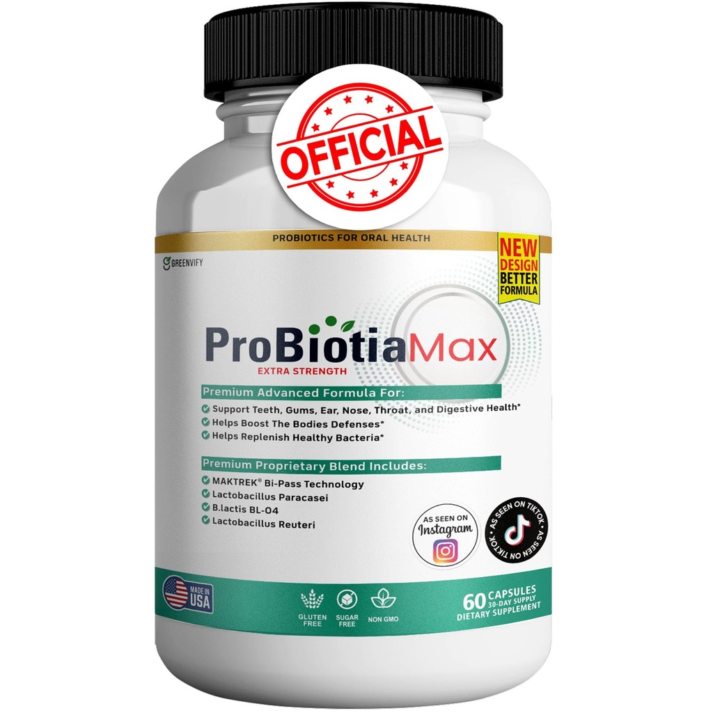 ProBiotia Max 40 Million CFU Extra Strength Supplément probiotique oral, 60 Capsules, soutient la santé des dents et des gencives, sans gluten (1)