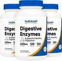 Nutricost Digestive Enzyme 620mg, 120 Veggie Kapseln (3 Flaschen) - Komplette Verdauungsenzymergänzung