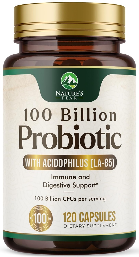 Probiotika 100 Milliarden CFU pro Portion - 16 Premium-Probiotika-Stämme Präbiotika - Immununterstützung, Darmgesundheit, gelegentliche Verstopfung, Gas & Blähungen, Probiotika-Ergänzung, USA abgefüllt, 120 Kapseln