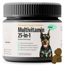 Multivitamine de chien 25-en-1 avec Omega 3, Glucosamine, Probiotiques - Vitamines de chien et suppléments pour la hanche et l'articulation, Calmer, Allergie Relief, Digestive & Immmune Support - 100 Chews doux, 250g