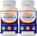 Vitamatic 2 Pack Vitamine D3 50 000 UI (sous forme de Cholecalciferol), Une fois par semaine Dose, 1250 mcg, 60 Capsules de Veggie 1 an d'approvisionnement, Formule progressive aidant à combler les carences en vitamine D (Total 120 Capsules de Veg)