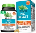 Zenwise Health No Bloat Enzymes digestifs pour Gut Health, Gas & Bloating Relief - Supplément de digestion multienzymes avec probiotiques, gingembre, dandelion et lactase curcuma - Hommes et femmes - 100 Comte