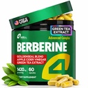 Berberina HCL 1200mg & Giapponese Estratto di tè verde 150mg – Supplemento di Berberina per il supporto metabolico con Aceto di Sidro di Mela & Goldenseal, Composizione del corpo, Supporto Digestivo & Immune, 60 capsule