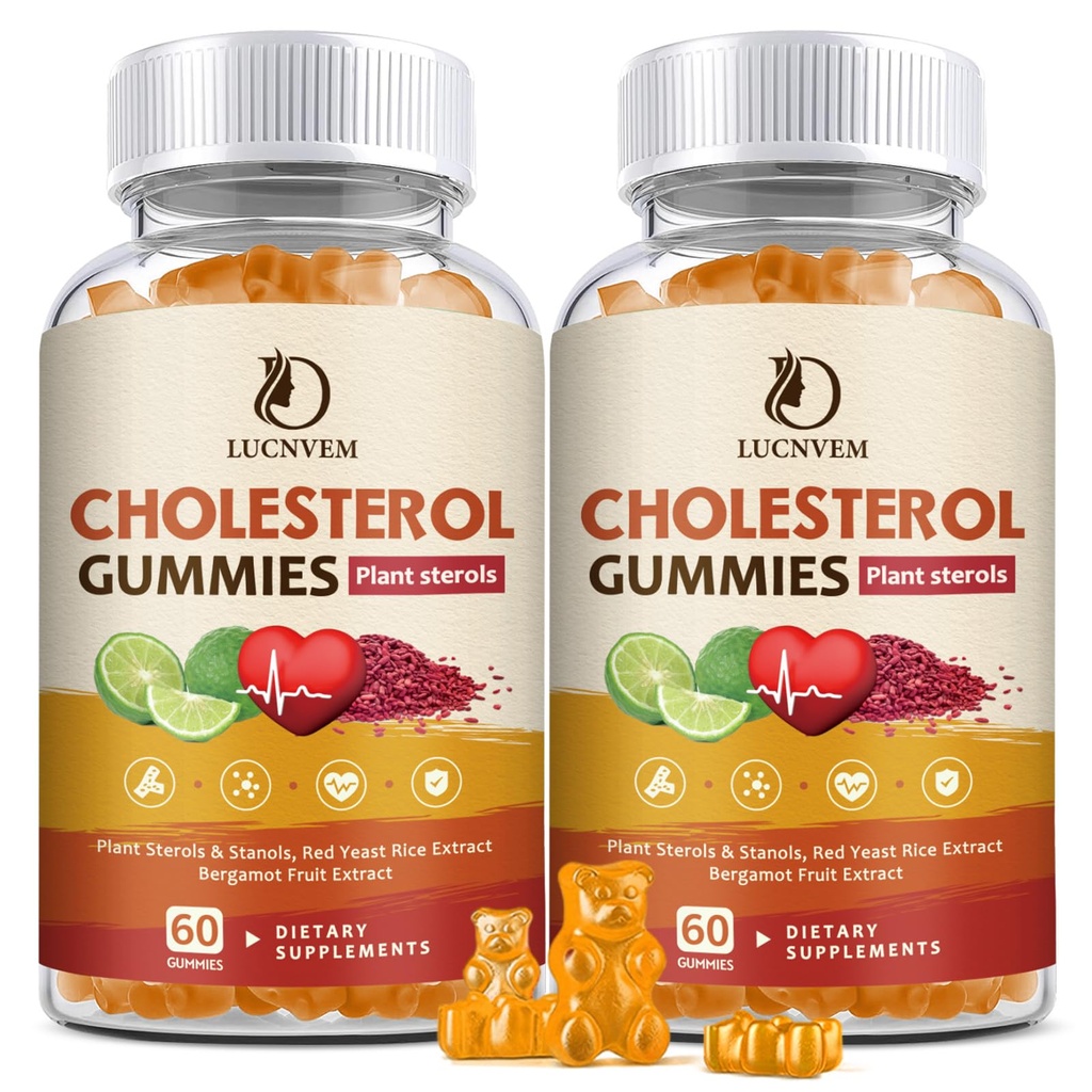 (2 Pack) Integratori di colesterolo Gummies per Colesterolo Sano, Sterols vegetali & Stanols, Riso di lievito rosso, Citrus Bergamot Complex per Colesterolo, Mantenere Livelli di colesterolo sano - 60 giorni di alimentazione