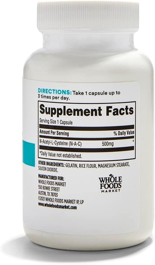 365 by Whole Foods Market, N-Acetyl L-Cysteine 500 MG, 100 Conte (Pacchetto di 2)