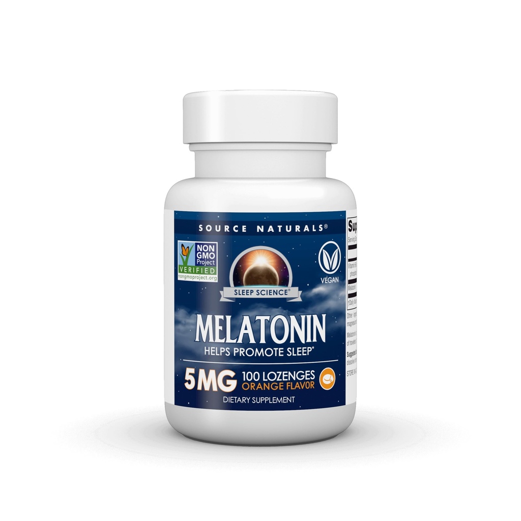 Source Naturals Sleep Science Melatonin, Helps Promote Sleep* 5 mg - 100 Orange Flavored Vegan Lozenges