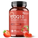 NATURE TARGET CoQ10 Gummies 200mg – Suppléments à haute absorption Coenzyme Q10 pour le coeur, l'énergie et l'antioxydant avec PQQQ, zinc et ashwagandha, fraise, 90 comte