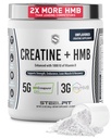 SteelFit Creatine HMB Powder - 5g Creapure Creatine Monohydratpulver, 3g myHMB & 1000 IU Vitamin D - Workout Supplement unterstützt Muskelwachstum, Kraft, Erholung & Energie - Entflammt, 30 Servierungen
