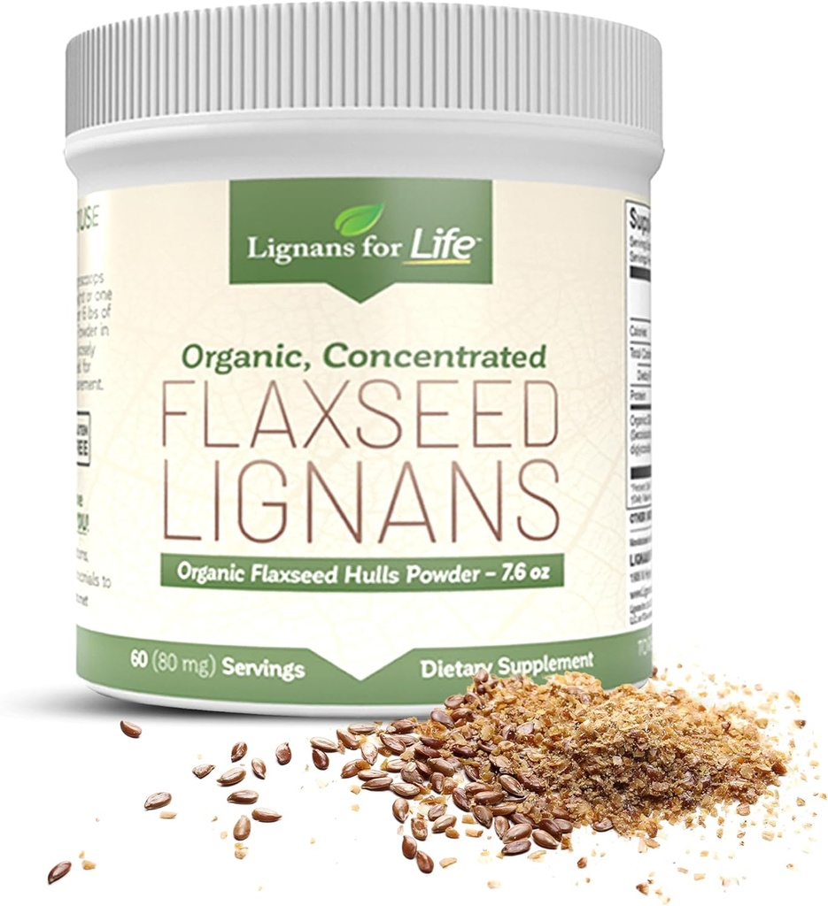 Lignans for Life - Natural Bulk Ground Flaxseed Powder - Omega 3 & 6 Fettsäuren Gefüllte hochfaserige Antioxidantien - Unterstützt gesundes Herz und Haar, gesundes Immunsystem - 60 Servierungen 80mg pro Tab, 1 Packung