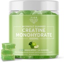 FIOR Creatine Gummy - Meilleur Monohydrate de créatine à croquer, 60 Compte, Supplément d'entraînement et de protéines, Amélioration cognitive, Saveur de pomme verte aigre, 30 portions