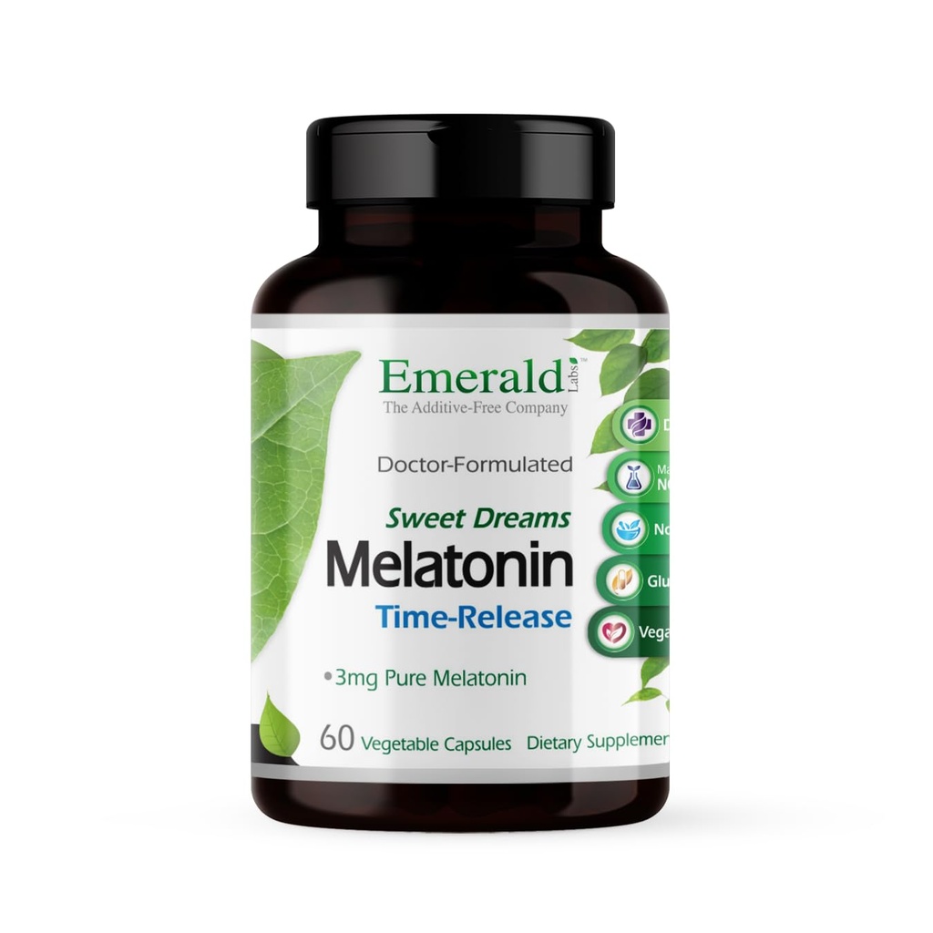EMERALD LABS Sweet Dreams Melatonin Time-Release - Melatonin Sleep Support Supplement - Supporta modelli di sonno sano - 60 capsule vegetali (fino a 60 giorni di alimentazione)