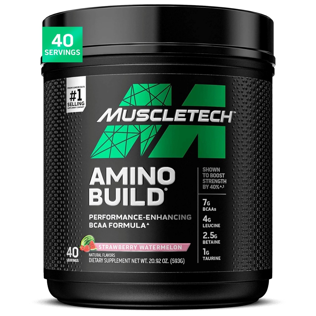 MuscleTech | BCAA Aminosäuren + Elektrolytpulver | 7g BCAAs + Elektrolyte Unterstützung | Lean Muscle & Boost Endurance | Erdbeerwassermelone | 593 Gramm | 40 Portionen