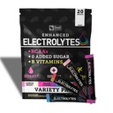 Zeal Naturals Enhanced Electrolyte Powder Stick Packs (Variety Pack - 20 Packets) Sans sucre + BCAA B-Vitamines & Pink Himalayan Sal - Keto Electrolytes, poudre d'hydratation