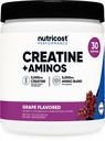 Nutricost Creatina + Aminos 30 Serve (Grape Flavored) - 5.000mg Creatina Monoidrato + 5000mg Amino BCAA Blend Per Serving