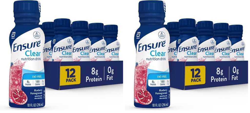 Stellen Sie sicher, dass flüssige klare Ernährung Getränk, 0g Fett, 8g Protein, Blueberry Pomegranate, Flasche, glutenfrei, 10 Fl Oz (Pack mit 24)