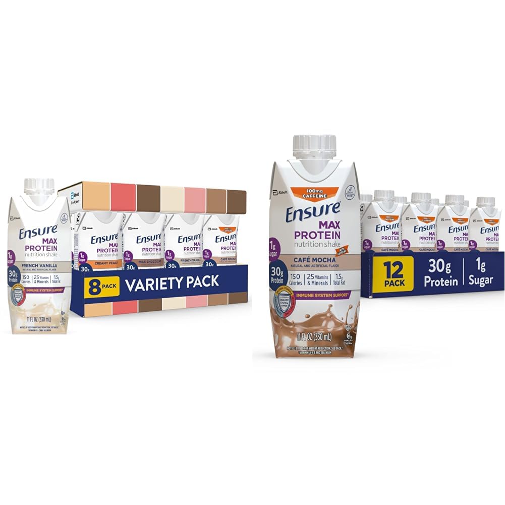 Assicurare Max Protein Nutrition Shakes, Variety Pack, Con 30g di Proteine & Max Protein Liquid Nutritional Agitare con 30g di proteine