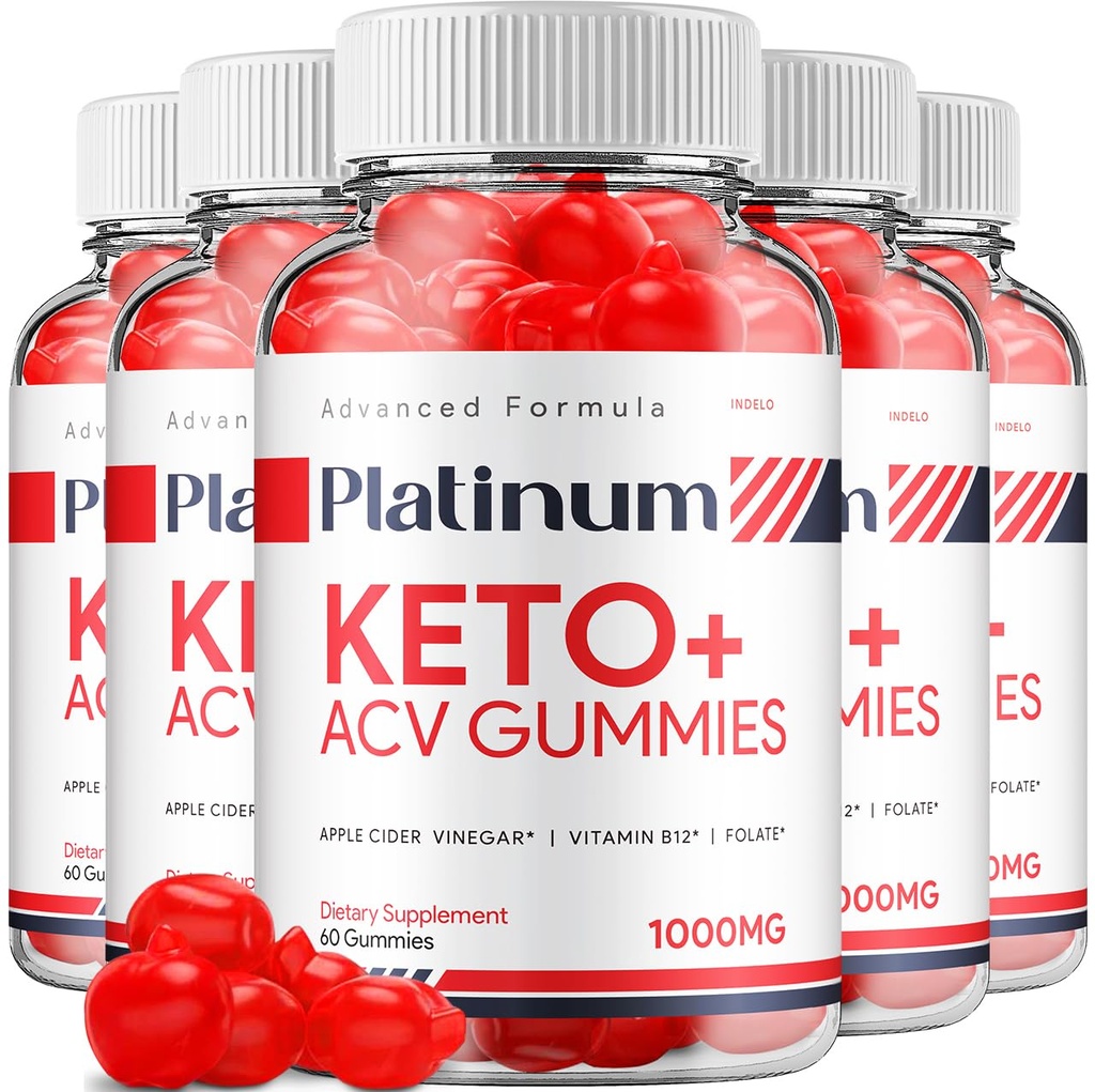 (5 Pack) Platinum Keto ACV Gummies - Advanced Formula Platinum Keto Plus ACV Gummies Apple Cider Vinegar Platinum ACV Gummies Integratori Alimentari Donna (300 Gummies)