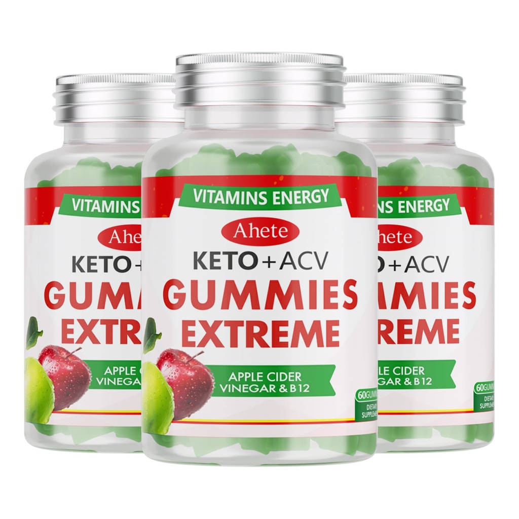 Gummies dell'aceto di sidro di Keto con vitamina B6, B12, radice di follia e barbabietola, Keto ACV Gummy supporta il benessere quotidiano e il metabolismo, sapore naturale della mela, 180 Gummies (90 giorni di alimentazione)