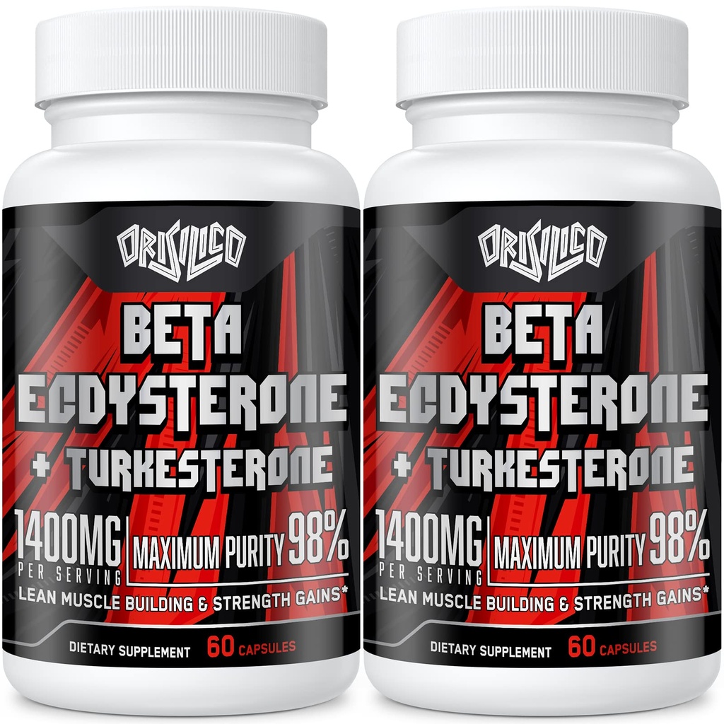 1400mg Beta Ecdysterone e Turkesterone Supplementi, Massimizzato 98% Beta Ecdysterone & 20% Turkesterone Estratto per massa muscolare, forza, sintesi proteica, 120 capsule
