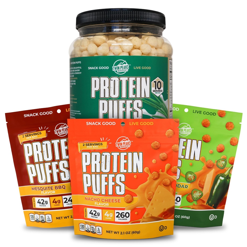 Twin Peaks Low Carb, Keto Friendly Protein Puffs, Sour Cream & Zwiebel + Twin Peaks Zutaten Low Carb, Keto Friendly Protein Puffs