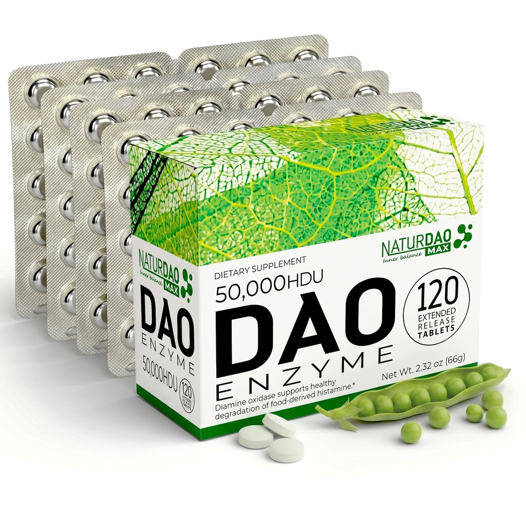 MAX DAO Enzime Supplemento 120 compresse, 50.000 HDU per Tablet Dosaggio regolabile, rilascio prolungato, blocco istamina