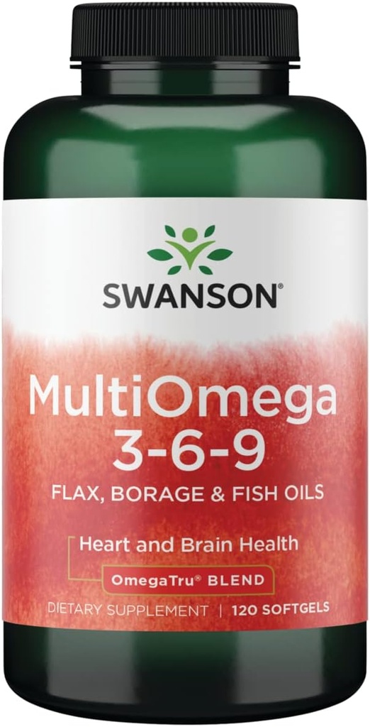 Swanson Multiomega 3-6-9 (Flax Borage Fish) 2400 Milligrammes 120 gels