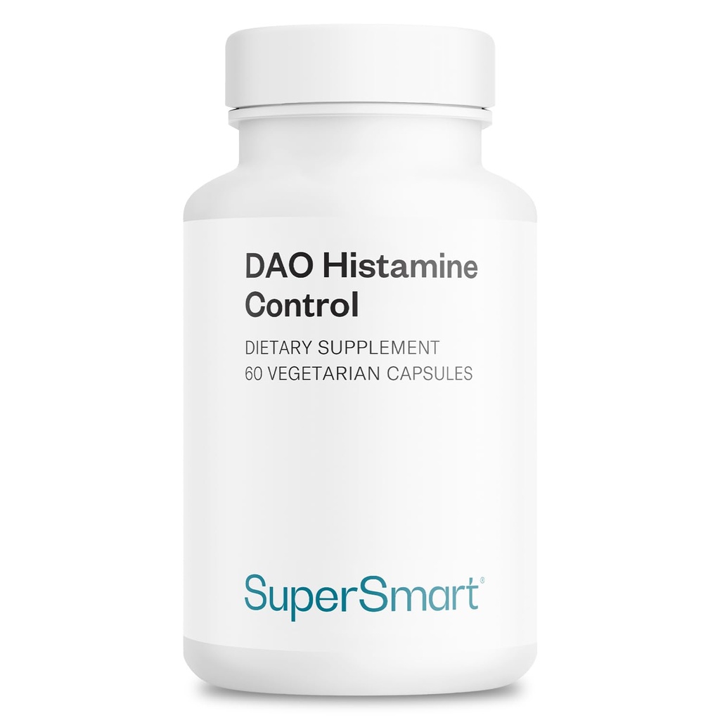Supersmart DAO Histamine Control (High Potency) - Micro-Encapsulated Pea Sprouts DAO Enzyme - Migliorato con Quercetin & Vitamina C - Diamine Oxidase Supplement | Vegan - 60 capsule vegetariane