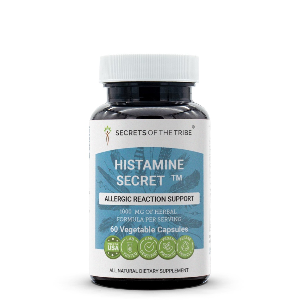 Secrets de la tribu - Histamine Secret, support de réaction allergique, supplément à base de plantes (60 capsules)