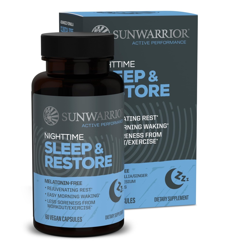 Sleep Support & Restore Capsules Aide au sommeil sans mélatonine pour le repos profond et la récupération Magnésium Camomille Lemon Baume et adaptogènes pour la relaxation Muscle Relief & Rafraîchissant Matin 60 Capsules Vegan