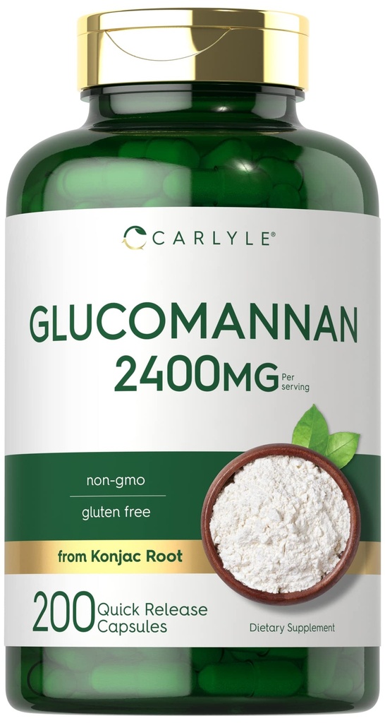 Carlyle Glucomannan Kapseln | 200 Count | Soluble Fiber Pillen | Non-GMO, Gluten kostenlose Ergänzung