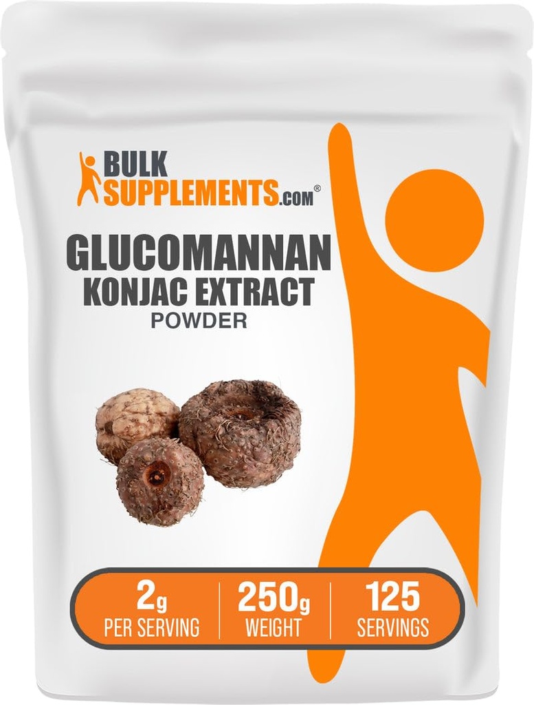 BulkSupplements.com Polvere di Glucomannan - da polvere di estratto di radice di Konjac, integratori di Glucomannan - senza glutine, 2g per porzione, 250g (8.8 oz) (pacchetto di 1)
