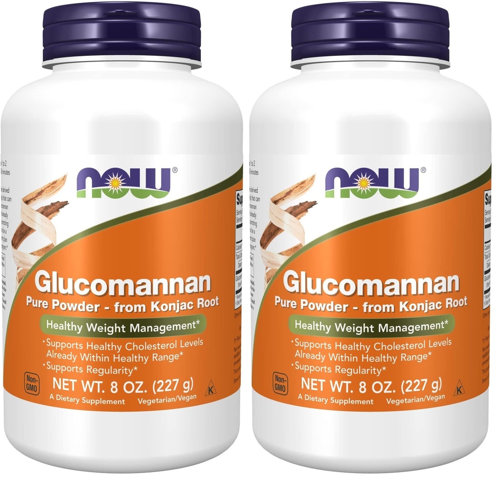 JETZT Nahrungsergänzungsmittel,Glucomannan (Amorphophallus konjac) Pure Powder,Supports Regularity*,Gesundes Gewicht Management*,8 Unze,(Pack von 2)