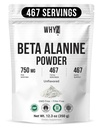 WHYZ Beta Alanine Polvere Pure Beta Alanine Pre-Workout Supplemento per l'energia prolungata per gli uomini e le donne, Alanine Supplemento per la resistenza, 467 Serve, 350g (12.3 lb)