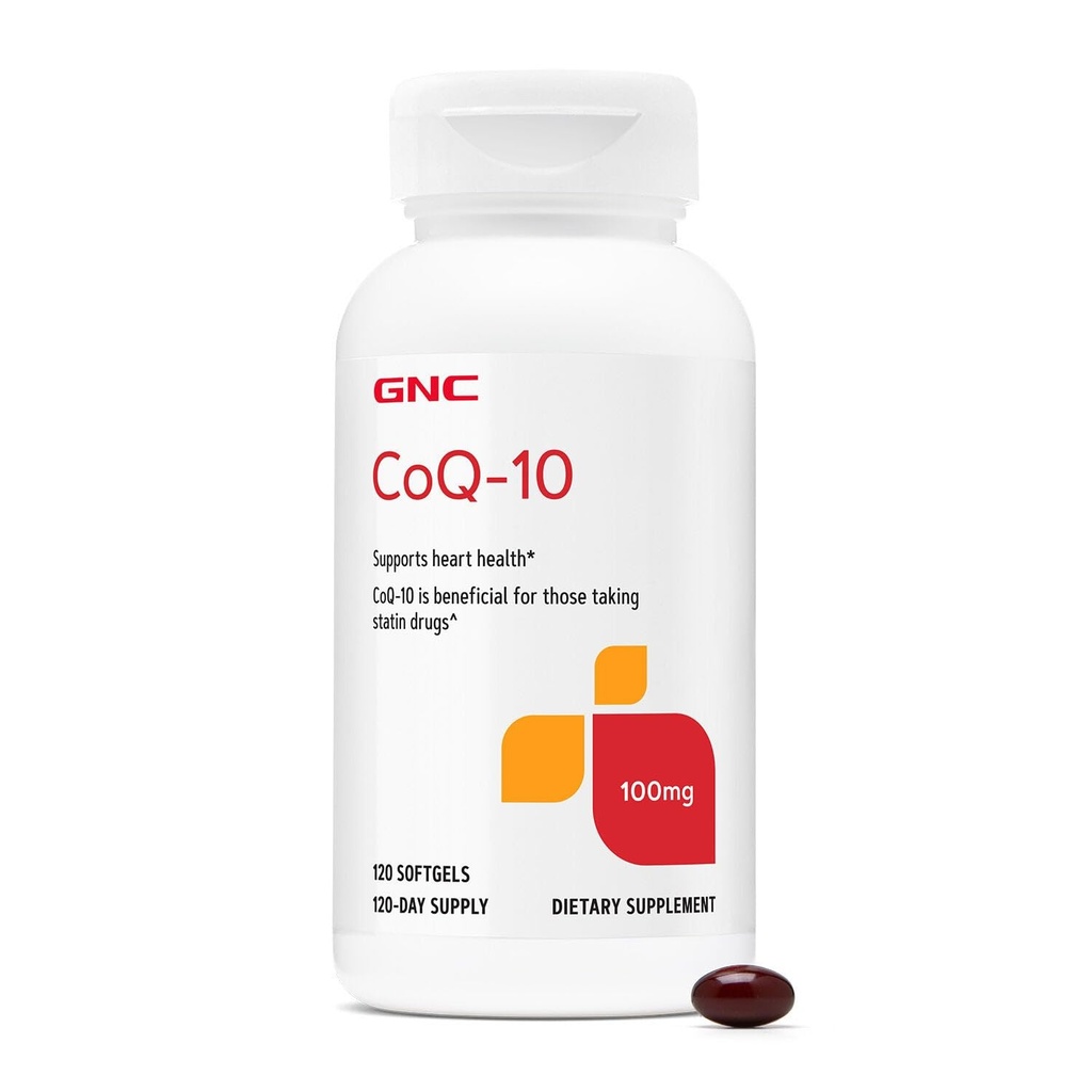 GNC CoQ-10 100mg - Herz-Gesundheit & Cellular Energy Support Nahrungsergänzungsmittel - Antioxidans für gesundes Herz-Kreislauf-System - leicht zu schlucken Weichgele - Glutenfrei - 120 Zähler (120 Servierungen)
