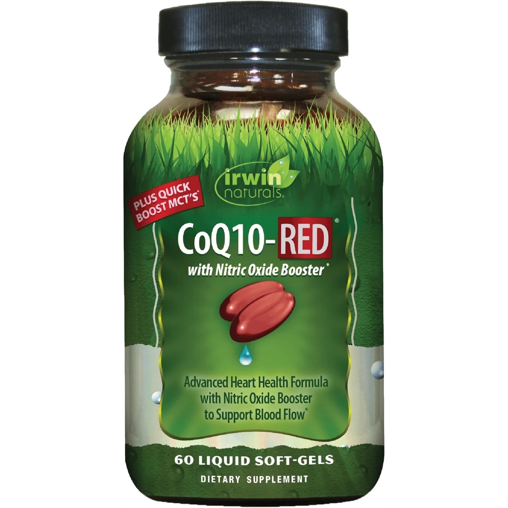 Irwin Naturals CoQ10-RED mit Nitric Oxid Booster & MCT – 60 Liquid Soft-Gels – Herz- und Energieunterstützung