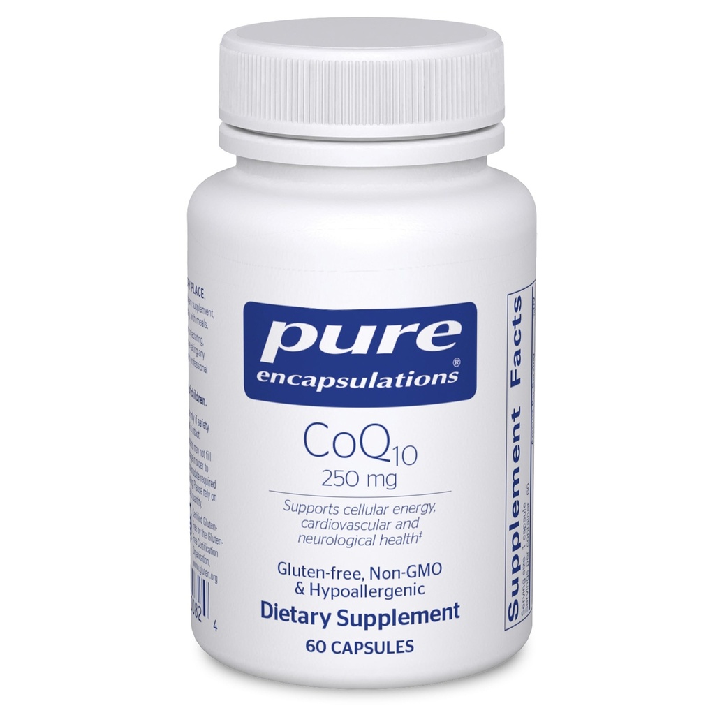 Encapsulations pures CoQ10-250 mg CoQ10 - Supplément de soutien cérébral* - Soutien énergétique mitochondrial et cellulaire* - Non-OGM et Végétarien - 60 capsules