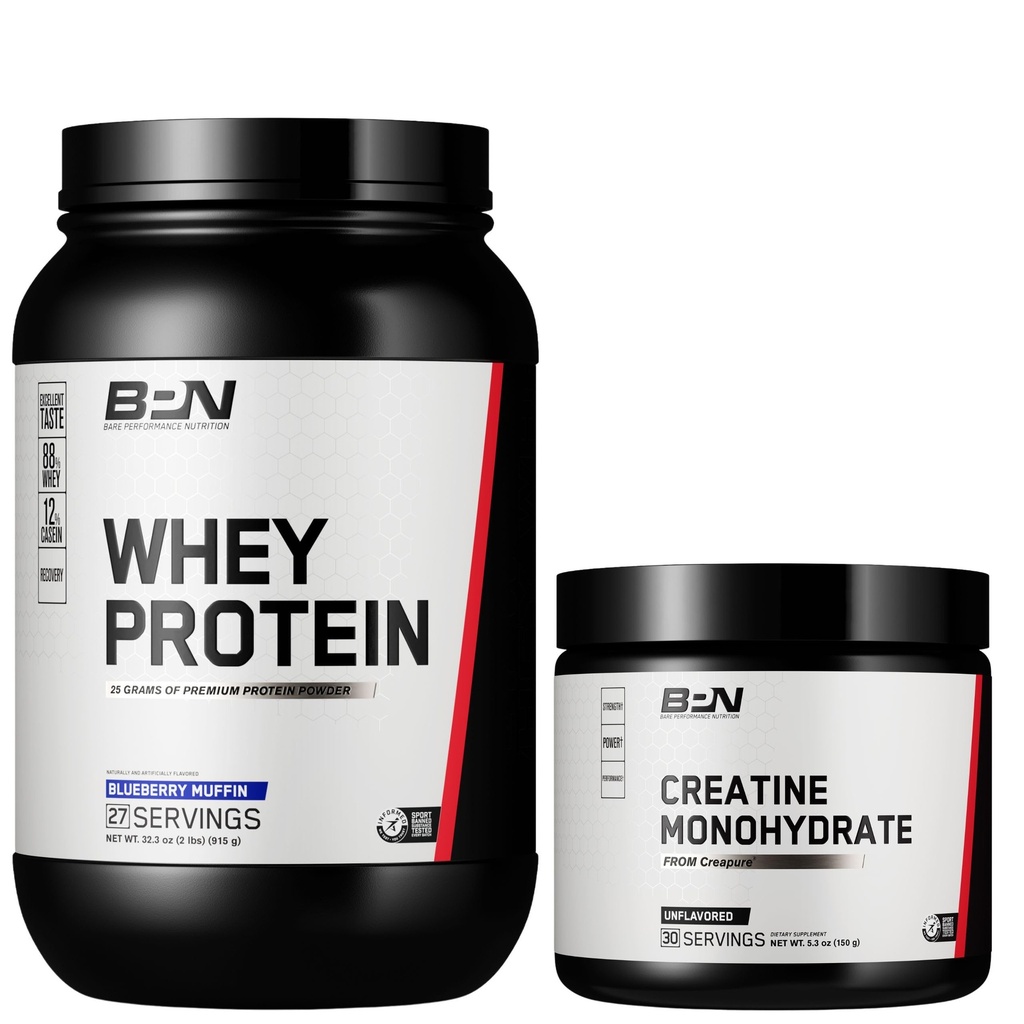 BARE PERFORMANCE NUTRIZZO Proteina di Muffin di mirtillo di siero + Bundle di creatina