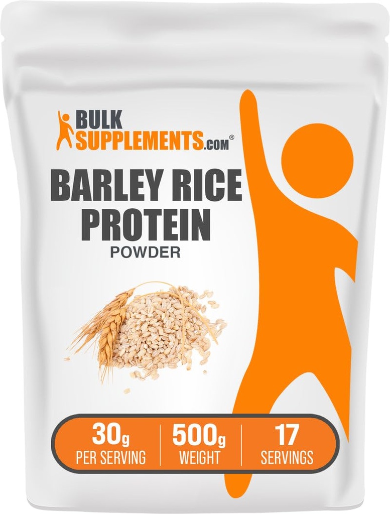 BulkSupplements.com Poudre de protéines de riz d'orge - Poudre de protéines végétales, nutrition sportive - Sans aromatisé et sans lait, 30g par portion, 500g (1,1 lb) (paquet de 1)