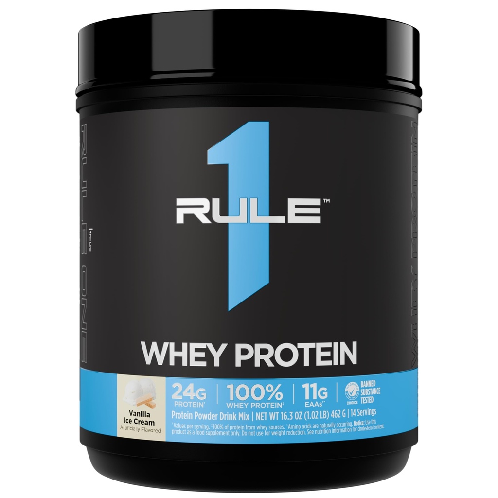 Regola 1 Proteine Whey Protein – 24g Proteine ad azione rapida da Fonti di tutto il mondo con EAA e BCAA naturalmente accattivanti per il recupero di allenamento o in qualsiasi momento uso (1 Pound, gelato di Vanilla)