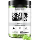 Jacked Factory Sugar Free Creatine Gummies - 5g Daily Dose (1.25g pro Gummy) - Creatine Gummy Sugar Free für Männer und Frauen, Vegan-Friendly, Third-Party Tested - 120 Gummies, Grüner Apfel