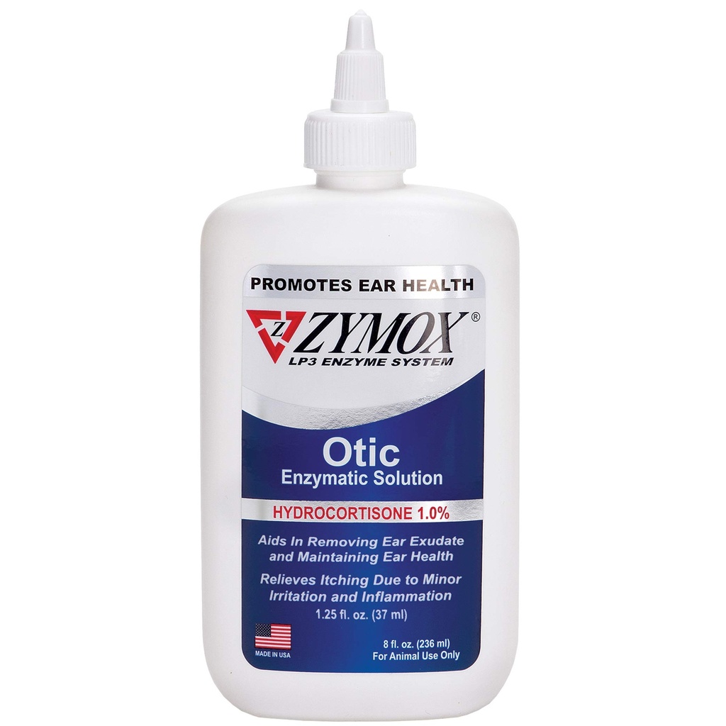 Zymox Soluzione enzimatica otica per cani e gatti a Soothe Ear Infezioni con 1% Idrocortisone per Itch Relief, 8oz