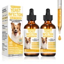 Traitement de l'infection des levures pour chiens, traitement de l'infection des oreilles de chien, oreille de démangeaison, peau et allergies Symptômes de soulagement-réduit l'inflammation et soulage l'irritation, supplément de chien gouttes avec multivitamines probiotiques
