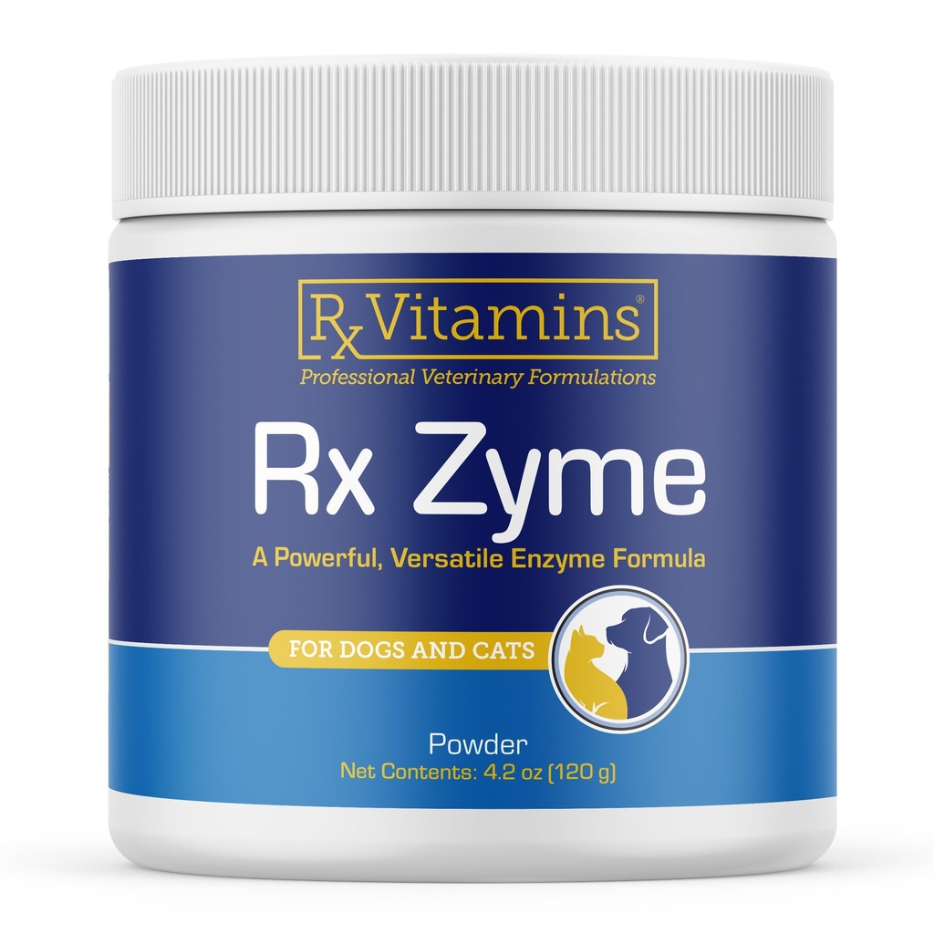 Rx Vitamins Rx Zyme Powder - Verdauungsenzyme für Hunde & Katzen - Anti-Diarrhoe für Hunde, Katzen-Verstopfung Relief, Anti-Bloating - Cat Digestive Support and Dog Gut Health - 120g