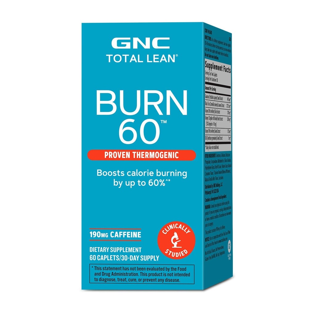 GNC Total Lean Burn 60, Formula termogenica clinicamente provata, 30 Serve