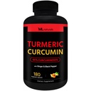 ML Naturals Organic Turmeric Curcumin – 1.800mg, Root Extract 300mg - 120mg Organic Ginger & 15mg Black Pepper (Per Serving) - 180 Gemüsekapseln – Non-GMO