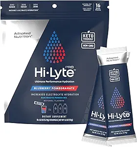 Hi-Lyte Pro Hydration Packets - 16 singoli pacchetti di bevande | Melograno di mirtillo | Polvere di elettrolito aromatizzata | Carburante senza zucchero, Zero Carb, Zero Calorie