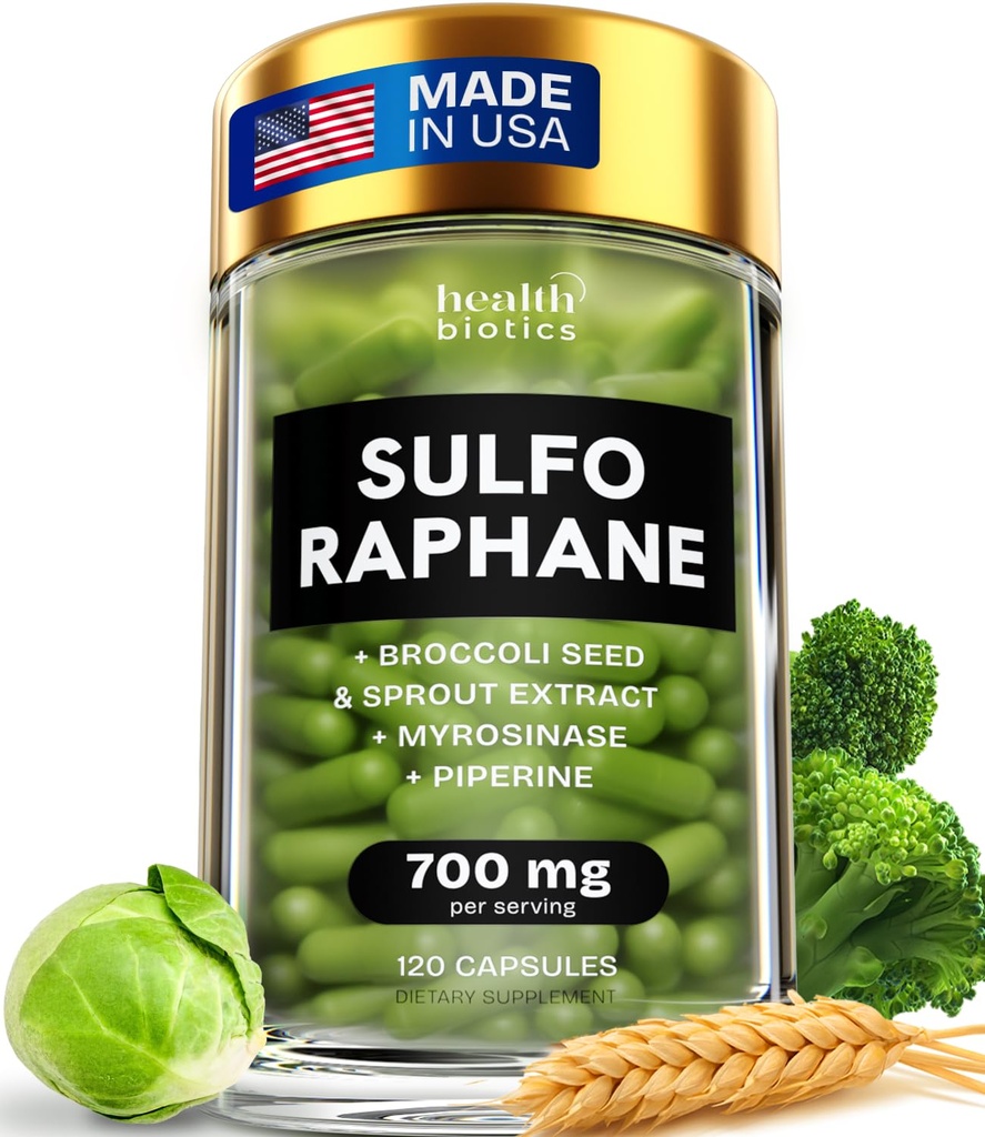Sulforaphane supplémentaire Sprouts bio de brocolis Sulforaphane stabilisé des fleurs et graines de brocolis Suppléments biologiques de soufre 120 pilules