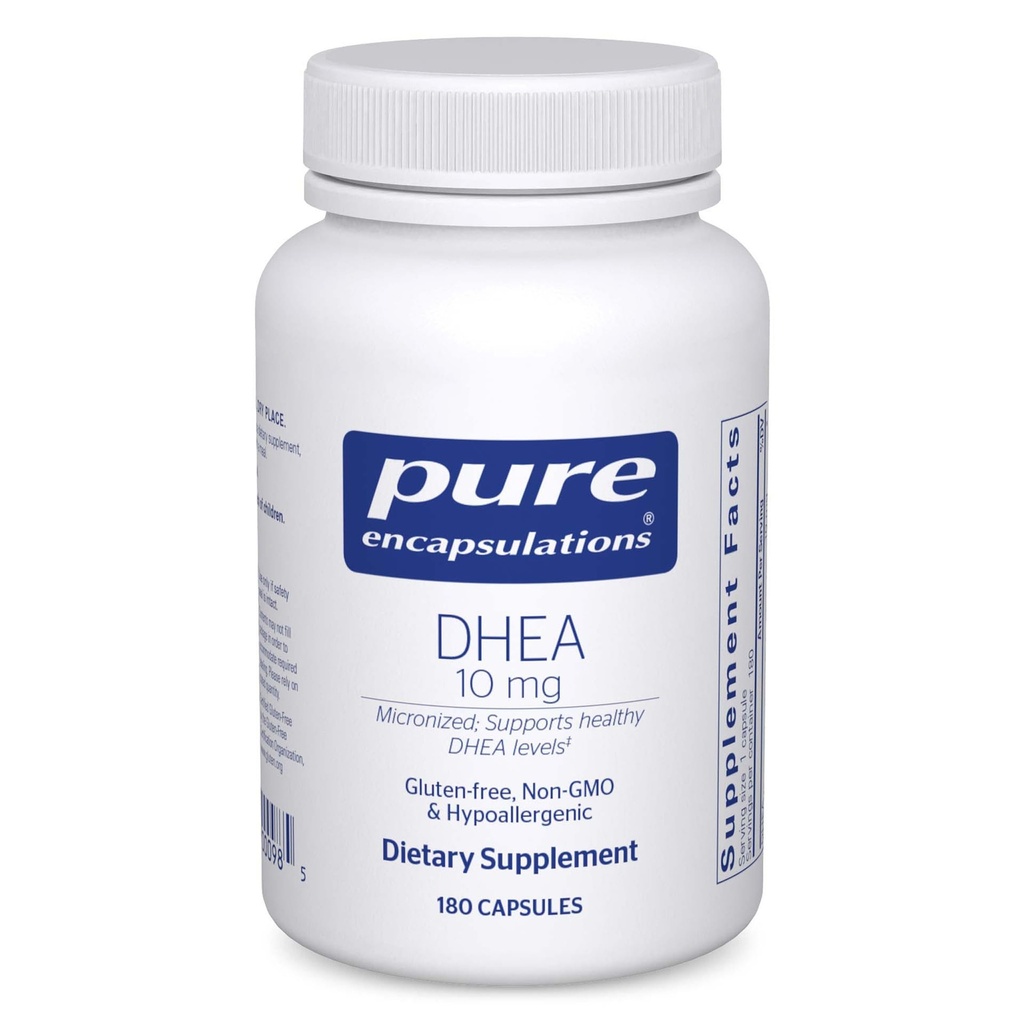 Pure Encapsulations DHEA 10 mg - Adrenal Supplement für Immununterstützung, Metabolismus & Hormon Balance - mit Micronized DHEA - 180 Kapseln