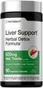 Horbäach Liver Support | 600 mg Milk Thistle | 90 capsule vegetariane | Formula di disintossicazione di erbe | Non-GMO, Gluten Free